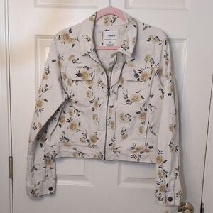 Sonoma Cream and Gold Floral Jean Jacket
